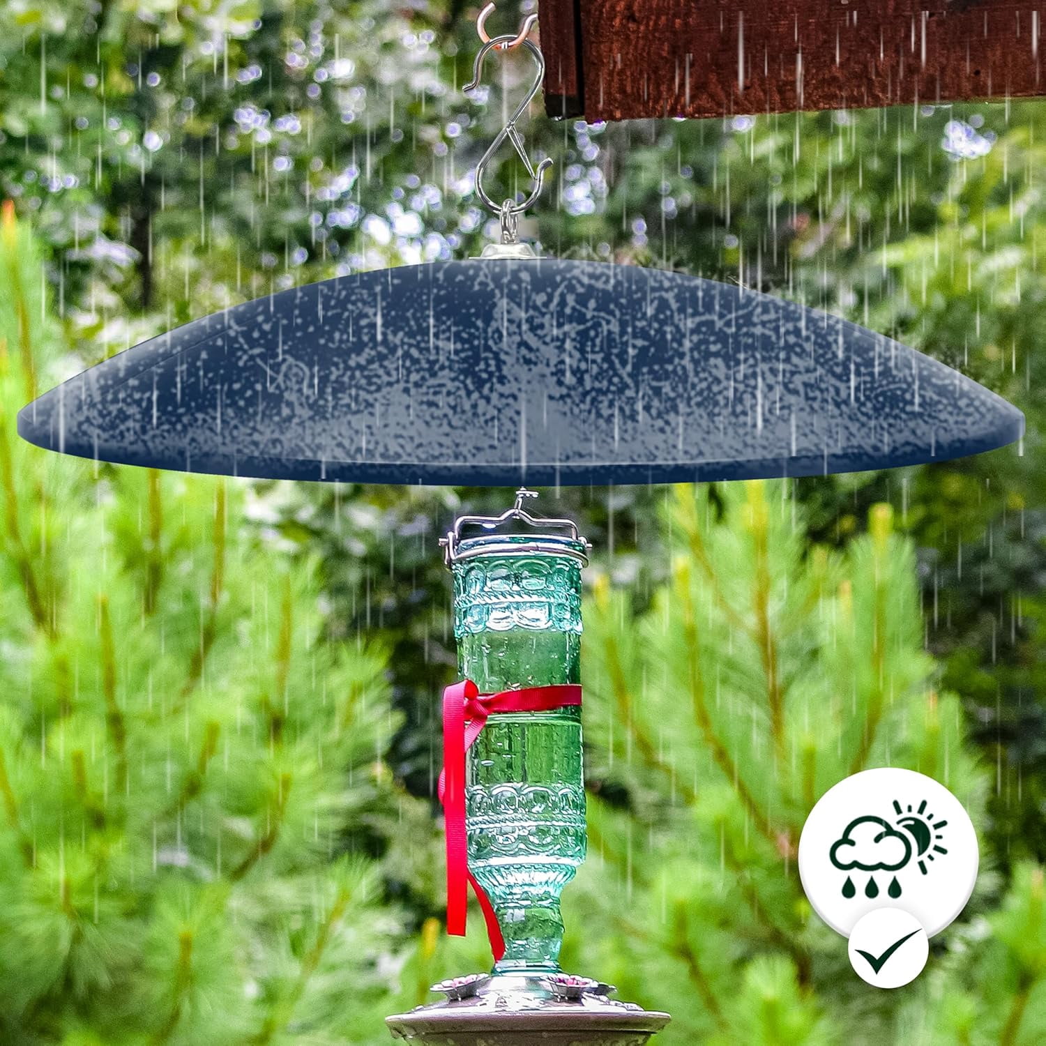 19.25-Inch Extra Large Squirrel Baffle,Hummingbird Feeder Shade Dome Cover, Bird Feeder Rain Guard, Hanging Squirrel Proof for Shepherd's Hook Outdoors (Blue) 2 Pack