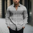 thumbnail image 2 of Polo Shirts for Men Slim Fit Button Down Long Sleeve Color Block Stripes Lapel Dress Shirts, 2 of 5