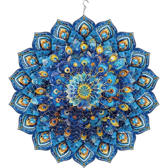 ANHXN Mandala Peacock Wind Spinners,Hanging Wind Spinner Mandala Peacock Gifts for Women/Men, Wind Catchers Kinetic Sculpture for Indoor/Outdoor Decor,Yard Art,Garden Decoration