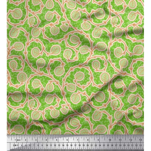 Soimoi Cotton Duck Fabric Artistic Leaves Print Fabric by the Yard 42 Inch Wide