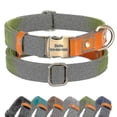 thumbnail image 2 of Collar de perro personalizado Nylon Pu cuero perros hebilla collares antipérdida etiqueta de identificación Placa de nombre ajustable para perros pequeños medianos grandes (hy), 2 of 4