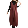 thumbnail image 1 of Vestido Sexy para las Mujeres, Color Sólido V Cuello sin Mangas Vestido de Chaleco con Bolsillo Lateral, Longitud Del Tobillo, 1 of 6