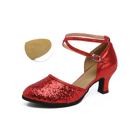 

GENILU Ladies Soft Wear Resistant Buckles Pumps All Seasons Lightweight Casual Closed Toe Heels