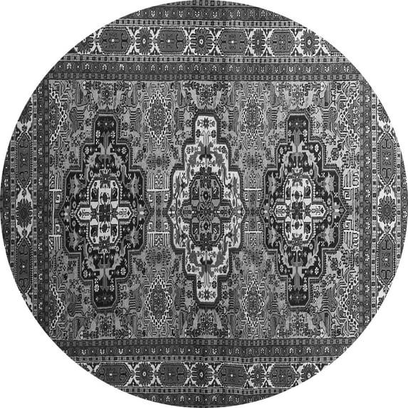 Ahgly Company Indoor Round Persian Gray Traditional Area Rugs, 4' Round