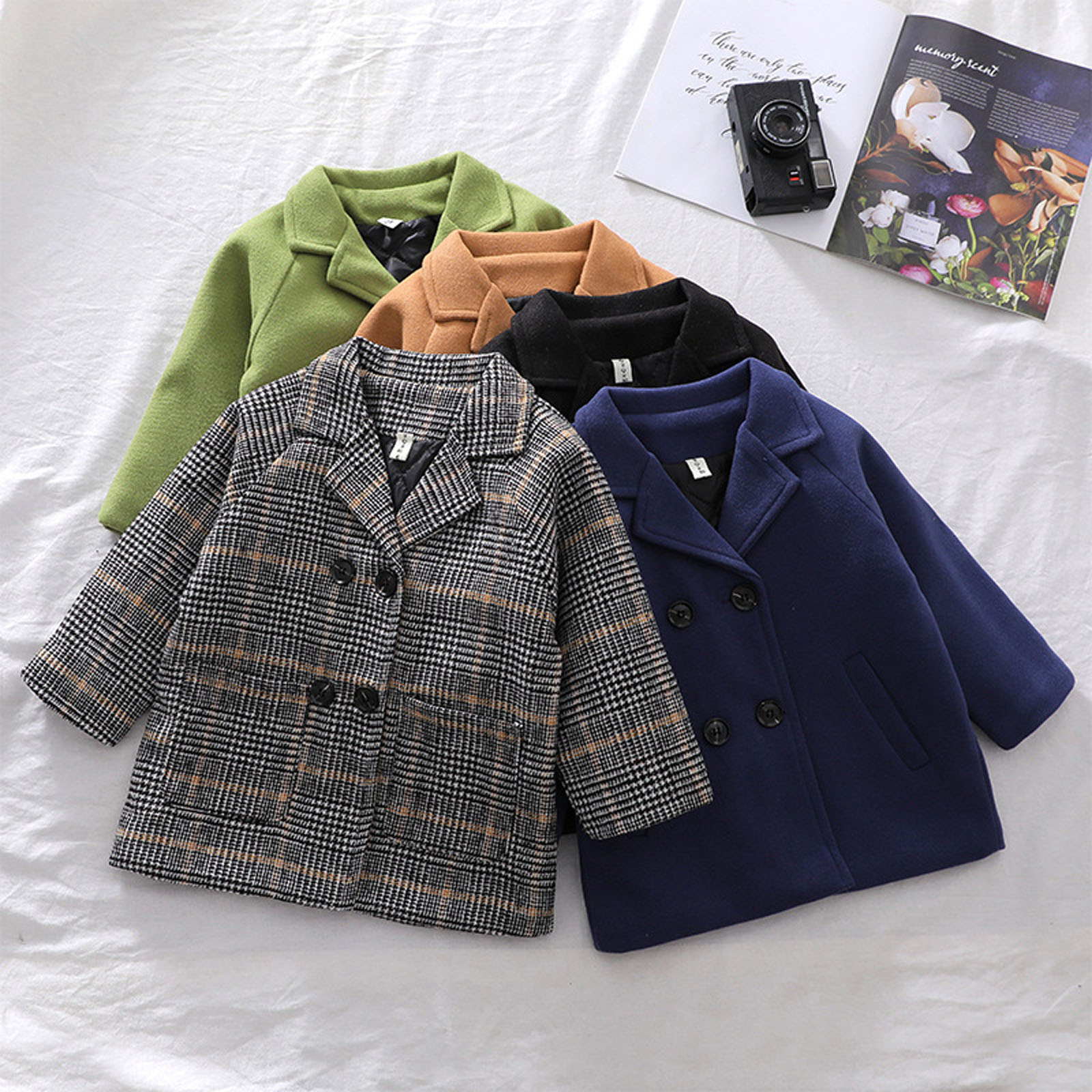 Meihuid Baby Boys Girls Wool Coat Winter Warm Double Breasted Trench Coat Jacket Outwear - image 4 of 6