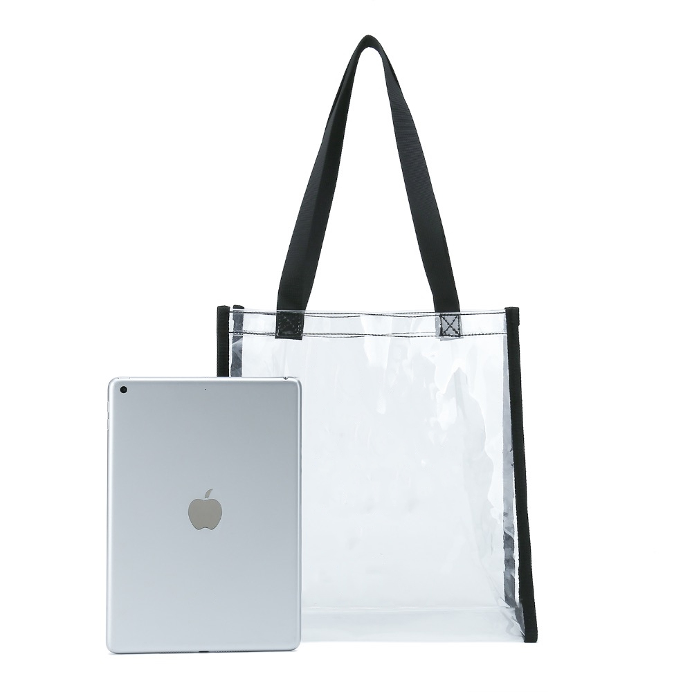 K-Cliffs  Stadium Approved Clear PVC Open Tote Transparent Tote Bag, Unisex,  12"L x 12"H x 6"W.