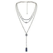 The Pioneer Woman Long Layered Y-Necklace with Blue Crystal and Multicolored Beads
