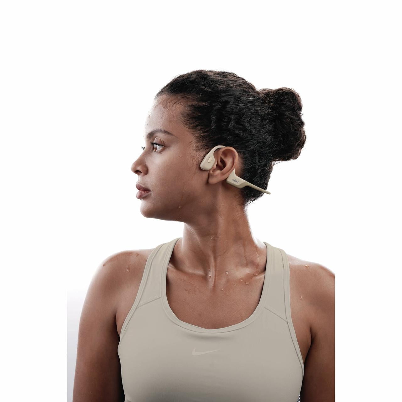 Shokz OpenRun Pro – Écouteurs à Conduction Osseuse Premium - Mini - Beige