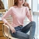 thumbnail image 5 of Otoño e invierno nueva camiseta de manga larga de algodón mercerizado para mujer, camisa de otoño con cuello redondo y parte inferior ajustada de color sólido, camiseta de primavera y otoño, 5 of 5