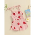 thumbnail image 4 of Suealasg Kids Toddler Girls Romper Pants Sleeveless Strawberry Print Short Jumpsuit Pants 6M 1T 2T 3T 4T 5T Little Girls Summer Playsuit Clothes, 4 of 9
