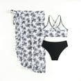 thumbnail image 7 of TOWED22 Girls Swimsuit, Bathing Suits 3 Piece Tropical Floral Twist Cross Bikini Sets Girls' Swimwear with Cover Up Skirt 7-16T Black,15-16 Y, 7 of 7