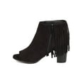 thumbnail image 4 of New Women Breckelles Reanna-12 Faux Suede Peep Toe Fringe Chunky Heel Bootie, 4 of 5