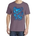 thumbnail image 2 of Wild Bobby, Dripping 3D Blue Flaming Skulls, Streetwear, Garment-Dyed Washed Look Short Sleeve T-Shirt, Rosewood, Medium, 2 of 3
