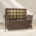 thumbnail image 2 of 2-in-1 Outdoor Wicker Storage Bench with Tan Cushion, 29 Gallon PE Rattan Deck Box with Steel Frame, Portable 41.3" Patio Seating for Garden, Poolside, Deck and Balcony, 2 of 7