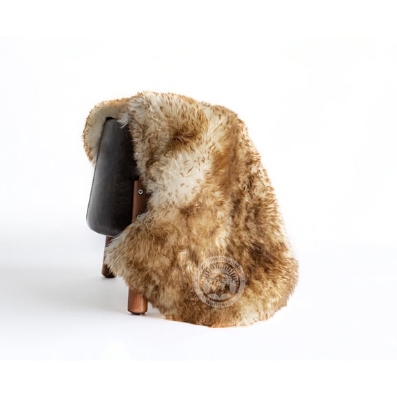 Real Sheepskin Rug, Tipped Brown - Thick Hair