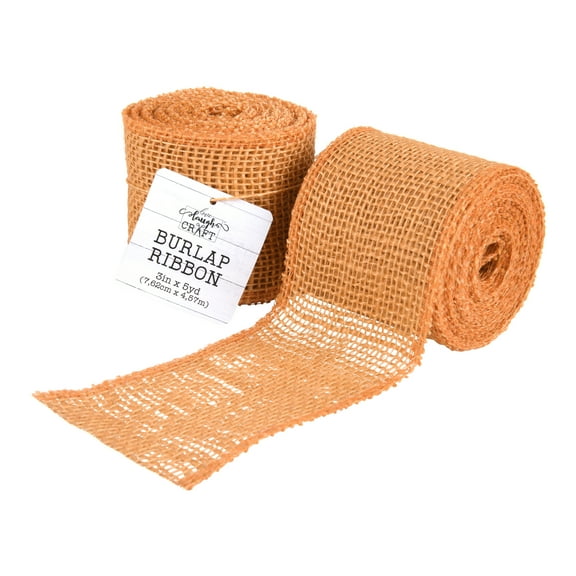 Love, Laugh, Craft Jute Burlap Roll Precut, Finished Edges, 3"W x 5-Yards, 740-34, Mango Orange