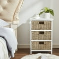 thumbnail image 2 of End Tables with 3 Drawers, Sesslife Tall Nightstand for Bedroom Hallway, Bedside Table with Wood Frame/Wood Top/Easy Pull Basket Bins, Accent Side Table 16.1(L)x 12.6(W)x 23.6(H)inches, Brown, X3124, 2 of 7