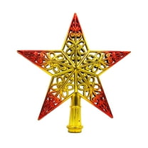 Christmas Tree Topper Star Ornament, Red and Golden Treetop Decoration, Easy Hang Tree Top Star for Holiday Home and Party Festive Decor Christmas Decor