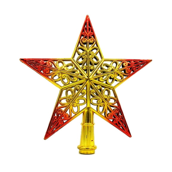 Christmas Tree Topper Star Ornament, Red and Golden Treetop Decoration, Easy Hang Tree Top Star for Holiday Home and Party Festive Decor Christmas Decor