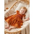thumbnail image 6 of BemeyourBBs Toddler Baby Girl Halloween Dress Outfit Kids Girl Fall Smocked Dress Flying Sleeve Ghost Bat Maple Leaves Printed Tutu Tulle Dress Little Girls Summer Fall Cake Smash Party Dress, 6 of 9