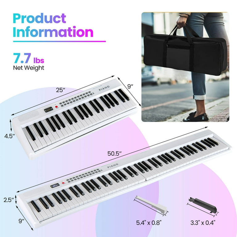 Costway 88 Key Folding Piano Keyboard with Wireless MIDI Dual