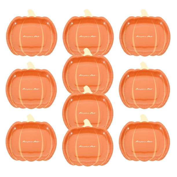 BRIGHTFUFU 20 platos de papel desechables de calabaza para Halloween, postres, dulces, pasteles, suministros para fiestas de otoño
