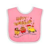 Inktastic Happy Thanksgiving Turkey Train with Food Boys or Girls Baby Bib