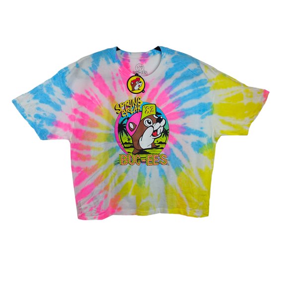 Ceybo Tie-Dye Crop Top 'Spring Break '82' for Woman Vibrant Design for Spring & Summer, Size L