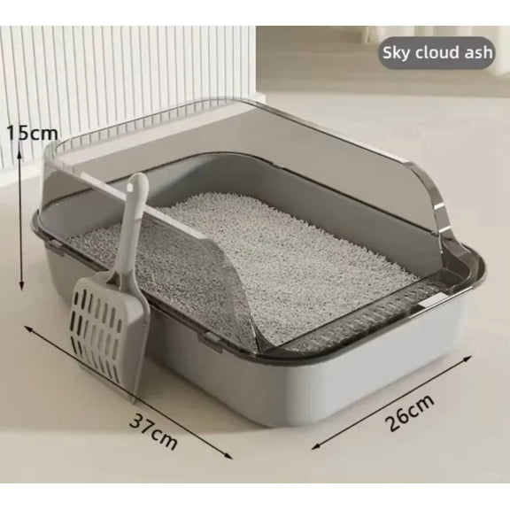 P Semi-Enclosed Cat Litter Box Splashproof Kitten Toilet Tray Pet Cleaning Basin with High Sides for Indoor Use