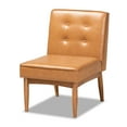 thumbnail image 2 of Baxton Studio Arvid Mid-Century Modern Tan Faux Leather Upholstered and Walnut Brown Finished Wood Dining Chair, 2 of 9