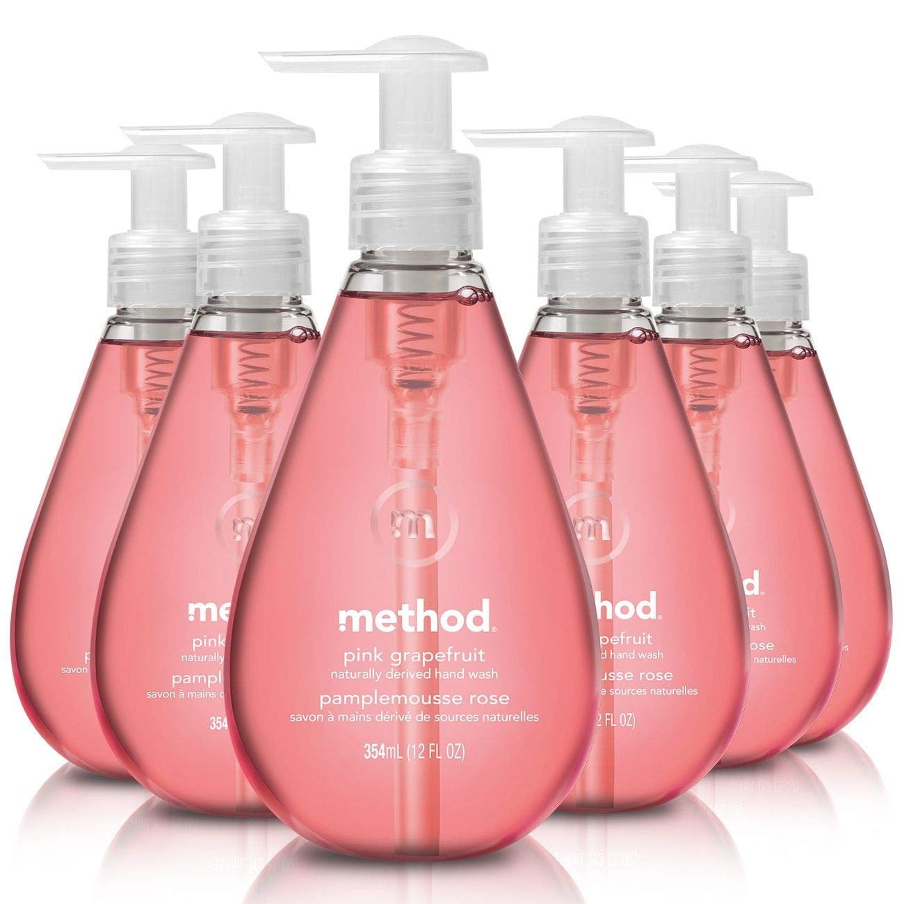 Method Gel Hand Soap, Pink Grapefruit, 12 oz, 6 pack, Packaging May