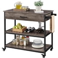thumbnail image 1 of Kitchen Island On Wheels, Rolling Kitchen Cart With Storage Drawer And Towel Rack, Utility Shelf Microwave Stand Cart, 1 of 2