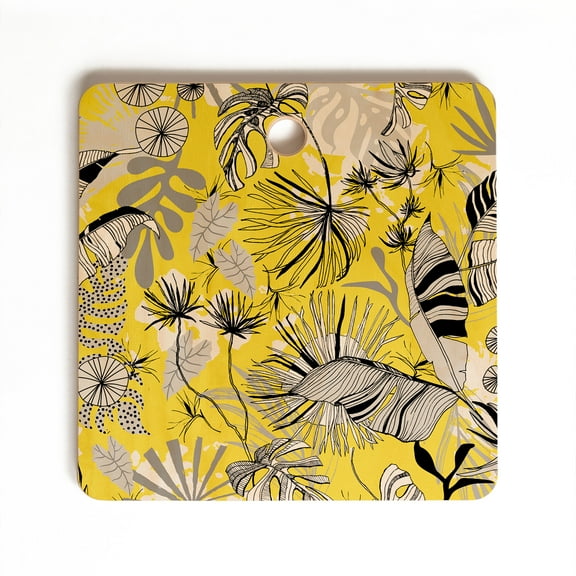 Society6 Marta Barragan Camarasa Tropical Gray and Yellow Square Cutting Board