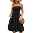 thumbnail image 3 of Efsteb Summer Dresses for Women Beach Sleeveless Spaghetti Strap Tank Dress Sundress Casual Midi Bubble Dresses with Pockets (Black,L), 3 of 9