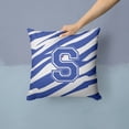 thumbnail image 2 of Letter S Initial Tiger Stripe Blue and White Fabric Decorative Pillow, 2 of 4