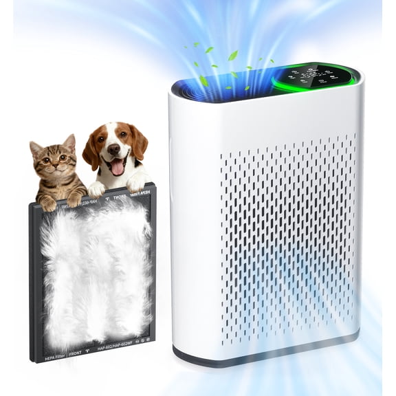 HEPA Air Purifiers for Home Large Room Cover 2400 Ft2,HEPA Air Cleaner with PM 2.5 Display Air Quality Sensors,White