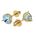 thumbnail image 2 of Clara Pucci 4Ct Natural Swiss Blue Topaz Round Cut VVS1 Screw Back Stud 18k Solid hypoallergenic Gold Designer Earrings For December, 2 of 7
