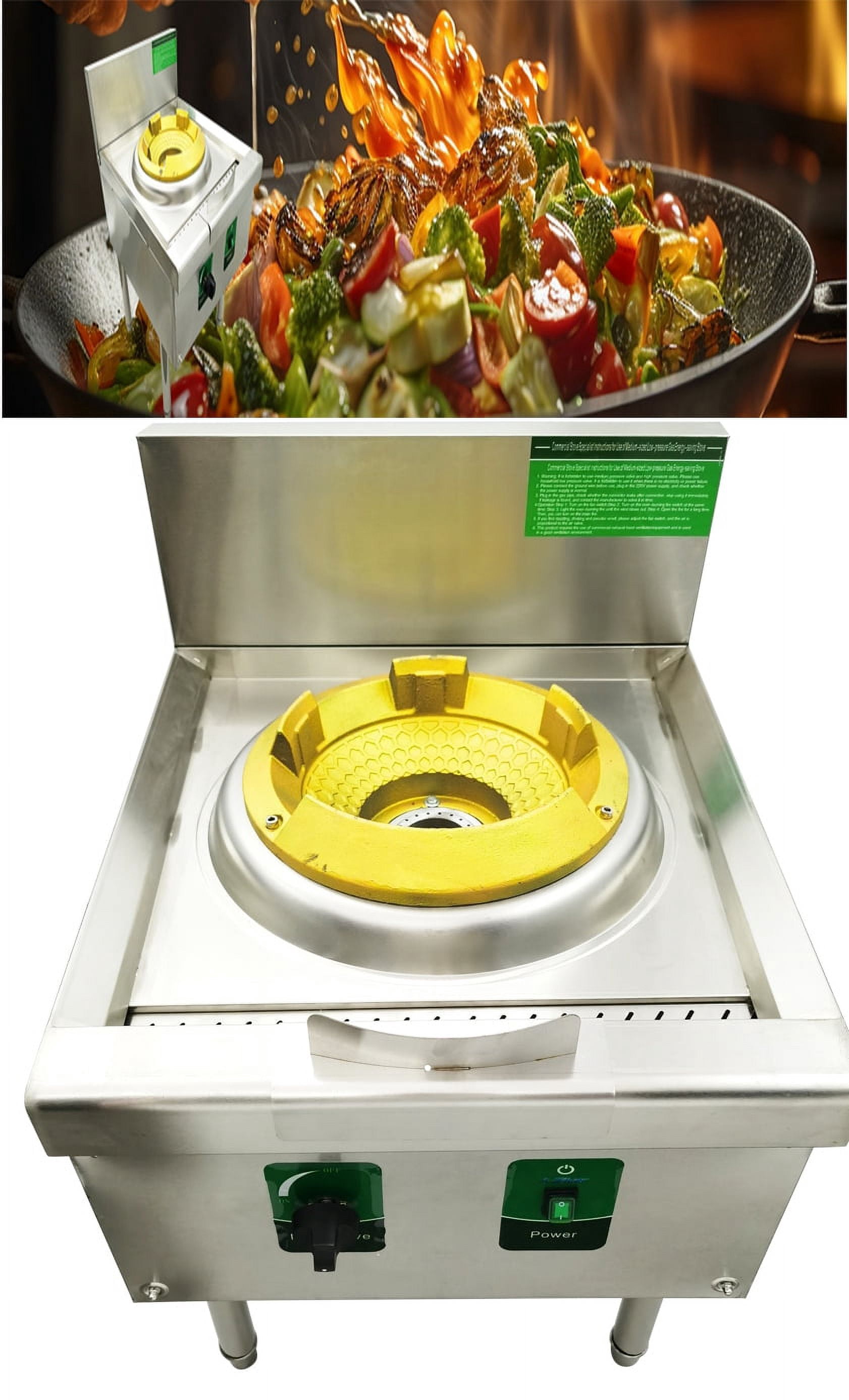 12.2" LPG and Natural Gas Chamber Single Burner Open Style Commercial Gas Wok Gas Stove with Baffle