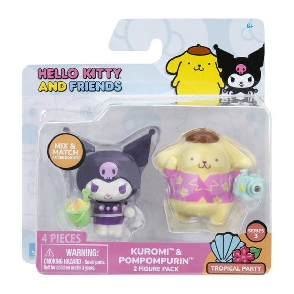 Hello Kitty And Friends Tropical Party Figure Pack - 2" Kuromi & Pompompurin Figures