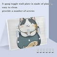 thumbnail image 3 of Yayeee Toggle Light Switch Wall Plate 2-Gang 4.56"x4.48" Decorative Outlet Cover, Blue Cute Cat, 3 of 7