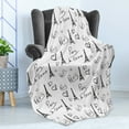 thumbnail image 4 of Paris Soft Flannel Fleece Throw Blanket, World Capital City of Love French European Hand Drawn Sketch Eiffel Illustration, Cozy Plush for Indoor and Outdoor Use, 50" x 60", Black White, by Ambesonne, 4 of 5