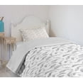 thumbnail image 4 of Ambesonne Fish Quilted Bedspread Set 2 Pcs, Sketch Underwater Theme, Twin Size, Black White Grey, 4 of 6