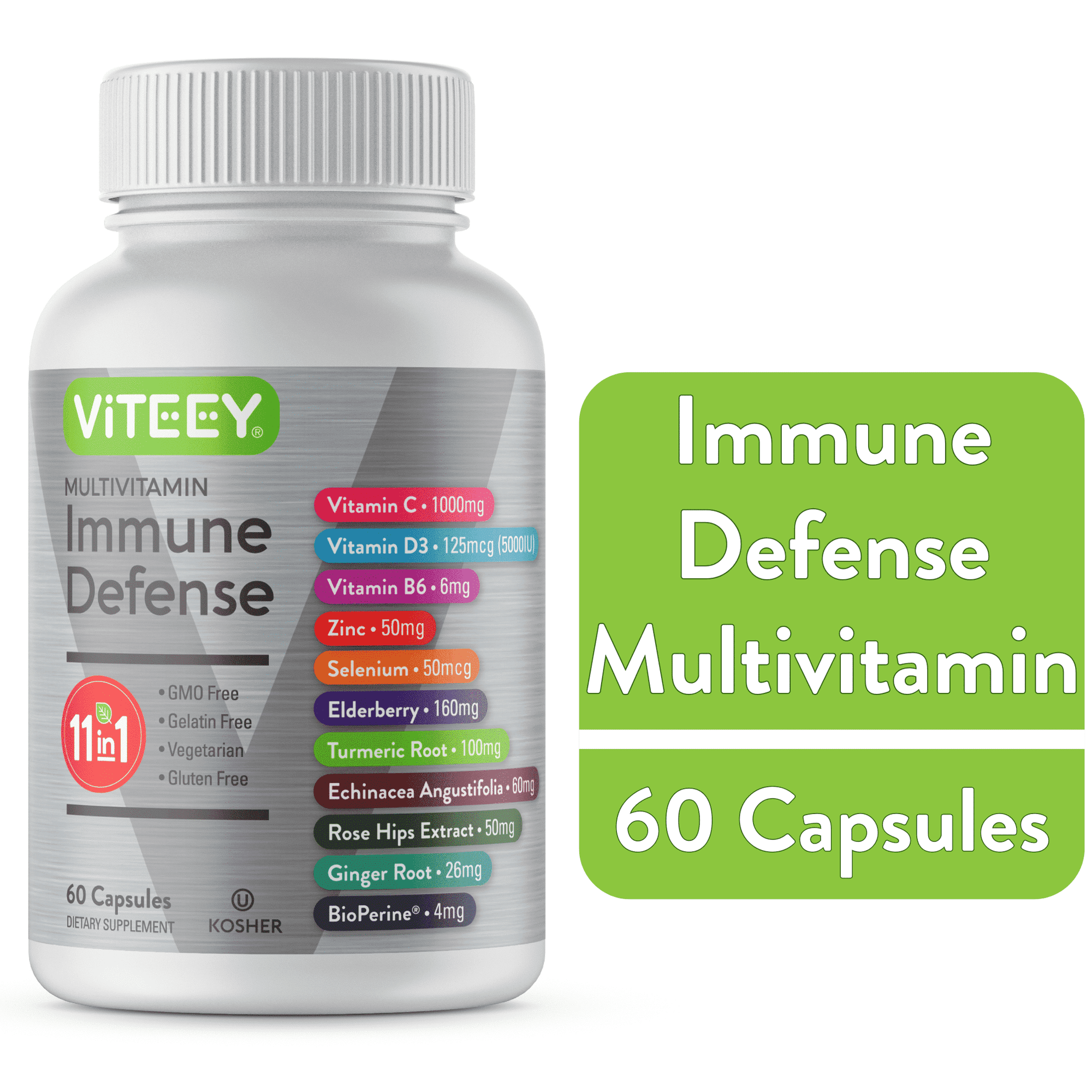 VITEEY 11 in 1 Multivitamins for Women, Men and Teens, Immune Support, 60 Ct