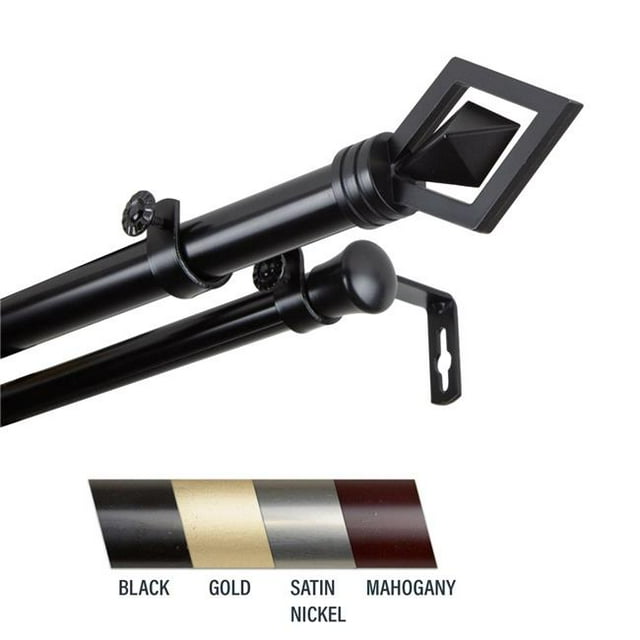 Central Design 100-69-662-D Lance Tringle à Rideaux Double de 1 Po, 66-120 Po - Noir