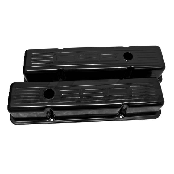 Cobra-Tek For 58-86 Chevy Small Block 350 Short Steel Valve Covers Edp Black W/ 350 Logo