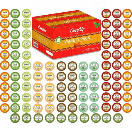 CozyUp Variety Tea Sampler Pack Compatible with Keurig K-Cup Brewers, 10 Flavors,100-Count