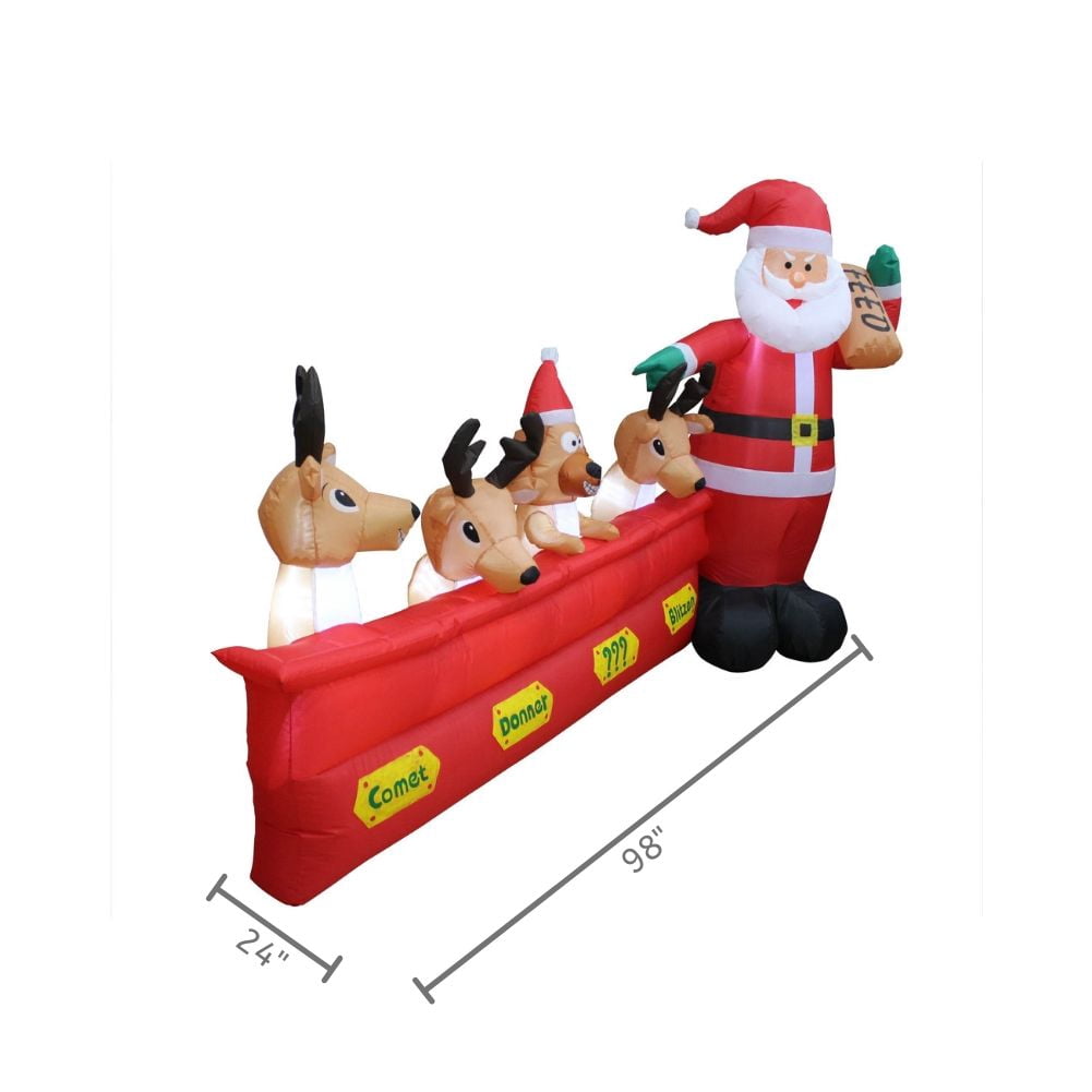 Impact Lighted Santa with Reindeer Yard Inflatable, 60"