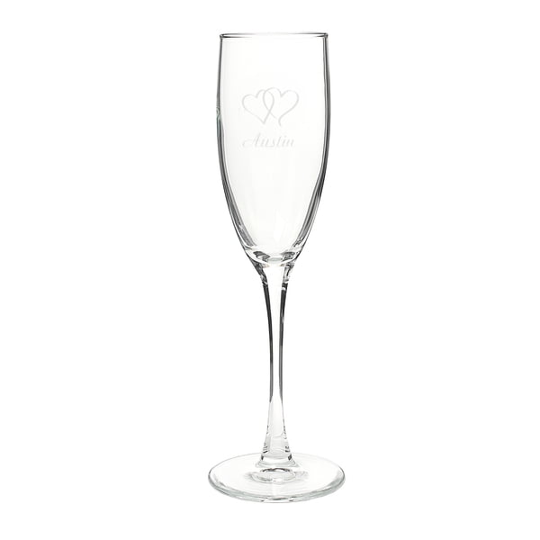 Personalized Double Hearts Champagne Flutes