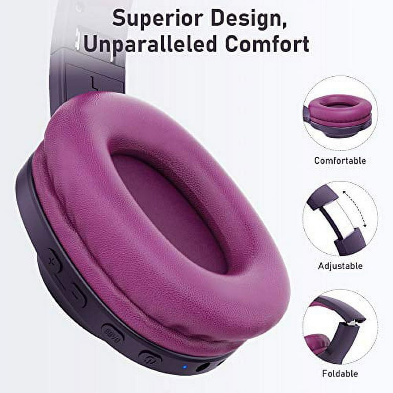 LETSCOM Bluetooth Headphones 100 Hours Playtime Bluetooth 5.0 Headphones Over Ear with Deep Bass Hi Fi Sound and Soft Earpads Built in Mic