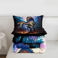 thumbnail image 4 of meiyoeat Vibrant Neon Spinosaurus Rainforest Twin Comforter Sets for Boys Men Kids, Retro Jungle Dinosaur Bedding Set, Blue, Black Reversible, 2pcs, 1 Comforter and 1 Pillowcase, 4 of 6
